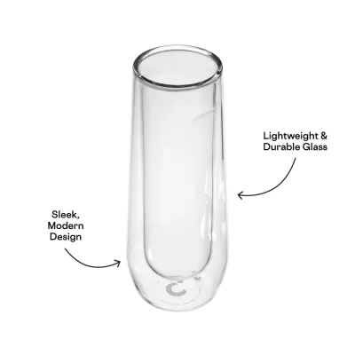 Set di 2 calici Flute senza stelo