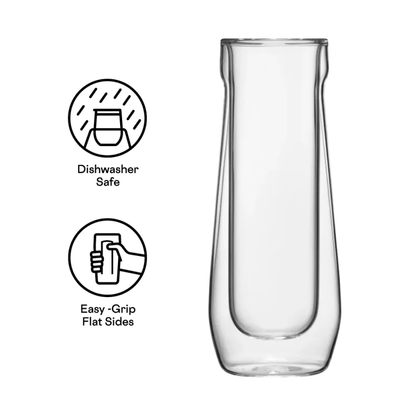 Set di 2 calici Flute senza stelo